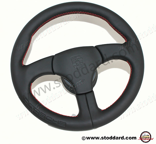 000043161158YR - Factory Sports Steering Wheel With Red Stitching And Embossed Porsche Logo. 911 1974-1989 for Porsche 