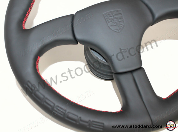 000043161158YR - Factory Sports Steering Wheel With Red Stitching And Embossed Porsche Logo. 911 1974-1989 for Porsche 