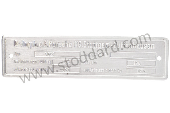 00070110102 - 356 / Chassis Identification Plate For 356 Prea for Porsche 