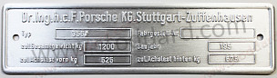 356 / Chassis Identification Plate For 356 Prea - Kit Bundle  (00070110102GW)