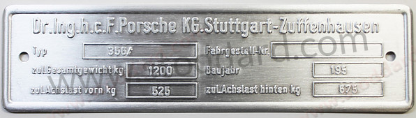 00070110102GW - 356 / Chassis Identification Plate For 356 Prea - Kit Bundle for Porsche 