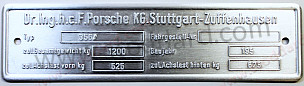 Plaque d'identification de ch&acirc;ssis en acier pour 356 Prea - Kit Bundle  (00070110103GW)