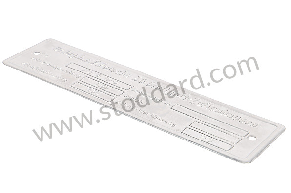 00070110104 - Chassis Identification Plate For 356 B 1600 Heizeinrichtung (heating Device) Type Is Blank for Porsche 