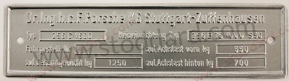 00070110106GW - Chassis Identification Tag 356C / 1600 Reutter - Kit Bundle for Porsche 