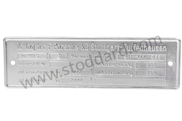 00070110114 - Chassis Identification Tag 911 S E 2.4 Liter 911 1972-1973 for Porsche 