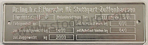 Chassis Identification Tag 911sc F 1978-1983  (00070110115)