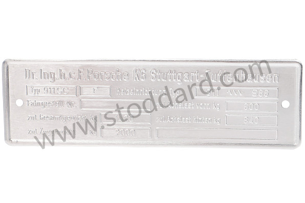 00070110115 - Chassis Identification Tag 911sc F 1978-1983 for Porsche 911 78-83 &bull; 1980 &bull; 3.0Sc &bull; Targa &bull; Manual Gearbox, 5 Speed
