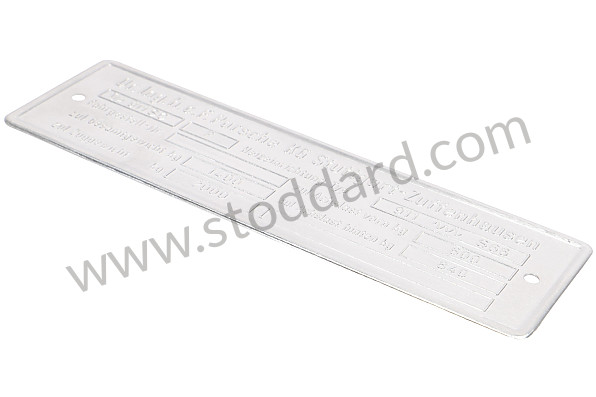 00070110115 - Chassis Identification Tag 911sc F 1978-1983 for Porsche 911 78-83 &bull; 1980 &bull; 3.0Sc &bull; Targa &bull; Manual Gearbox, 5 Speed