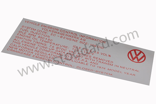 022133033 - Emissions And Timing Decal For 914 02213303 for Porsche 