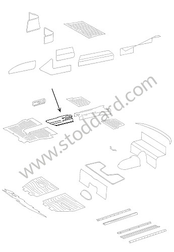 NLA55111107 - Rubber Tunnel Floor Mat For 356C 1964-65 356C Sc.  For Cars With Lever Heat Control for Porsche 