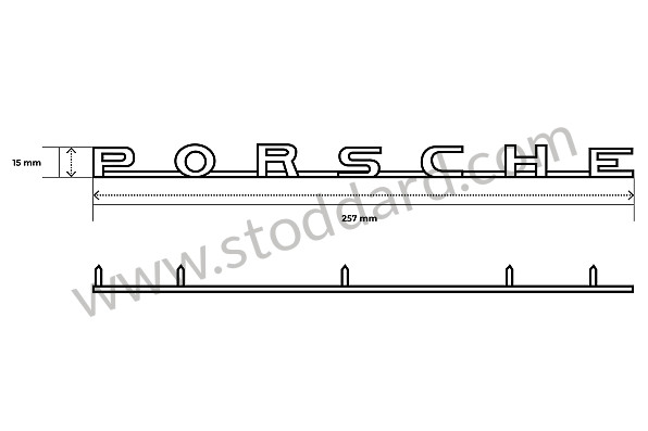 64455930105 - Porsche Emblem, Gold, 5 Studs, 254mm, For 356B T5 for Porsche 