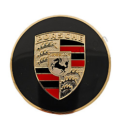 Gold Plated Enameled Hubcap Trim For 356, Early 911 With Steel Wheels. - Kit Bundle  (64455980100GW)