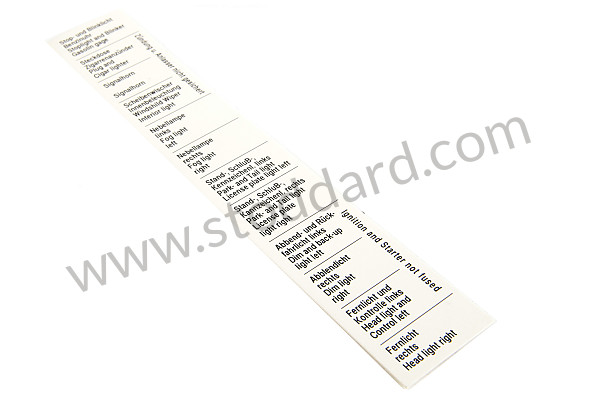 64461283100 - Early Fuse Box Label 356, 356A. Offset Print On Original Weight Cardstock. for Porsche 