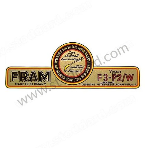 NLA70101200 - Fram Oil Filter Side Decal-Large, Water Transfer for Porsche 356A &bull; 1955 &bull; 1600 S (616/2) &bull; Cabrio A T1 &bull; Manual Gearbox, 4 Speed