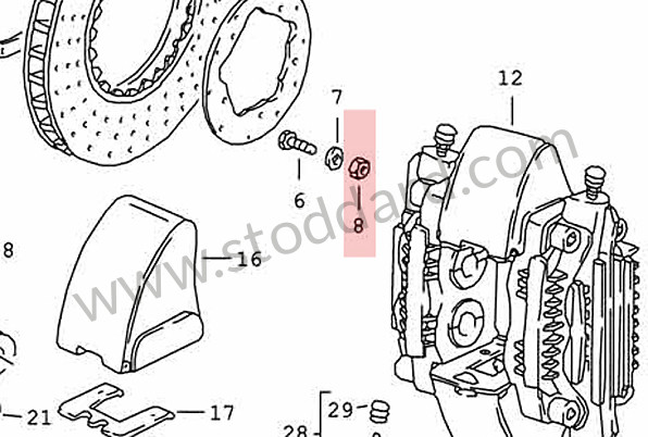 90007606402 - M8 Hex Nut: Replaces 900-076-025-02 for Porsche 996 Gt3 / Gt3-1 &bull; 2000 &bull; 996 Gt3 &bull; Coupe &bull; Manual Gearbox, 6 Speed
