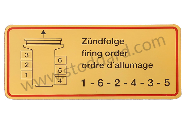 90100650200R - Firing Order Decal, Red Border For 911 1965-1968. for Porsche 
