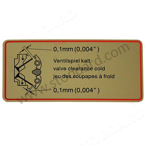 90100650300R - Valve Clearance Decal, Red Border, 911 1965-1968. for Porsche 