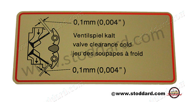 90100650300R - Valve Clearance Decal, Red Border, 911 1965-1968. for Porsche 