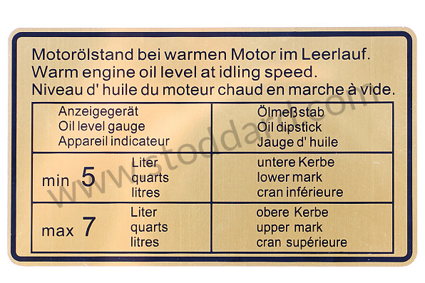 90100650401 - Engine Oil Level Decal, Black Border 911 1969-1972. for Porsche 