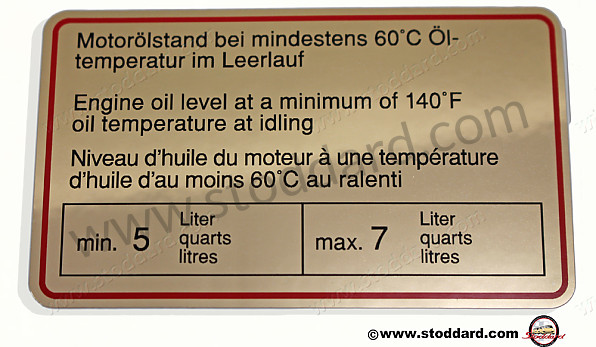 90100650401R - Engine Oil Level Decal, Red Border 911 1965-1968. for Porsche 