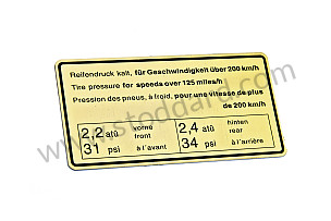200km/H Tire Pressure Decal. 1969-1972 911s, 1969-1972 911e And 1972 911t.  (90100650700)