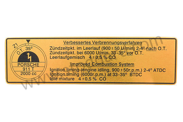 90100650901 - Timing Decal. 1969 911t. for Porsche 