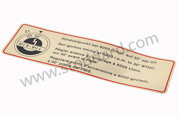 90100651000R - Timing Decal, Red Border For 911 1967-1968 for Porsche 911 65-69 &bull; 1967 &bull; 2.0L &bull; Targa &bull; Manual Gearbox, 5 Speed
