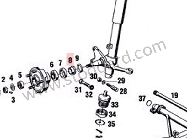 90134166100 - Inner Wheel Bearing Spacer Ring 911 1965-89 912 930 914 for Porsche 