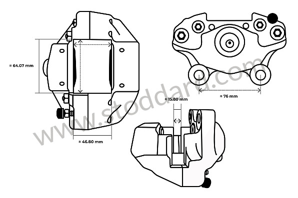 A90135196611 - FIXED CALLIPER RIGHT WITHOUT PAD for Porsche 911 65-69 &bull; 1968 &bull; 2.0L &bull; Coupe &bull; Automatic Gearbox