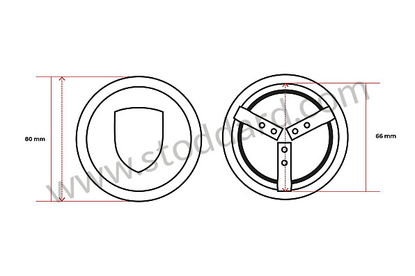 90136103200 - Silver 3-clip Wheel Hub Center Cap For 911 912 With Fuchs Or Ats Alloy Wheels for Porsche 