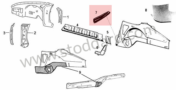90150114623GRV - Rocker Panel Support, Right 911 1965-89 930 912 for Porsche 