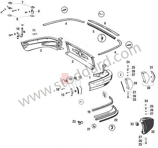 SIC50525121 - Rear Bumper End Cap, Left 911 912 1969-1973 for Porsche 911 70-73 &bull; 1972 &bull; 2.4T-E &bull; Coupe &bull; Manual Gearbox, 4 Speed