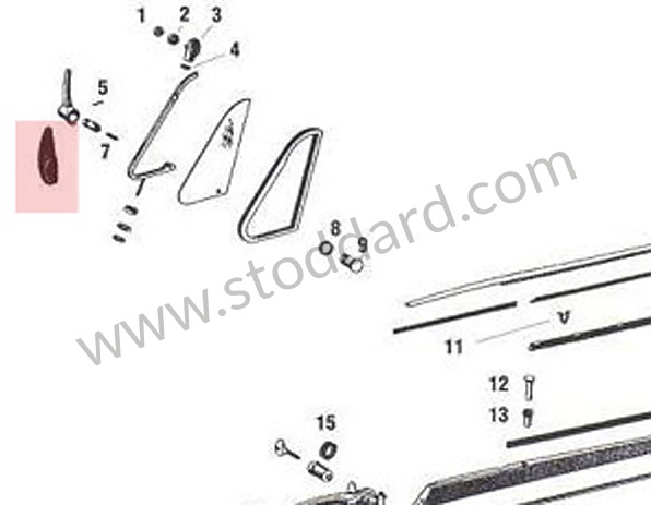 90154256400 - Right Vent Window Handle For Opening Vents, Black. 911 1965-1976 for Porsche 