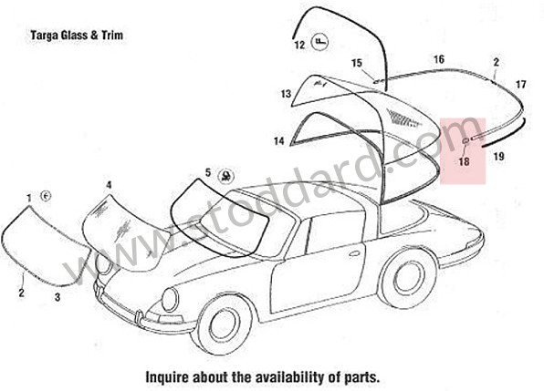 90156556140 - Bright Aluminum Trim, Left End Piece For Rear. 1968-1973 (targa). for Porsche 