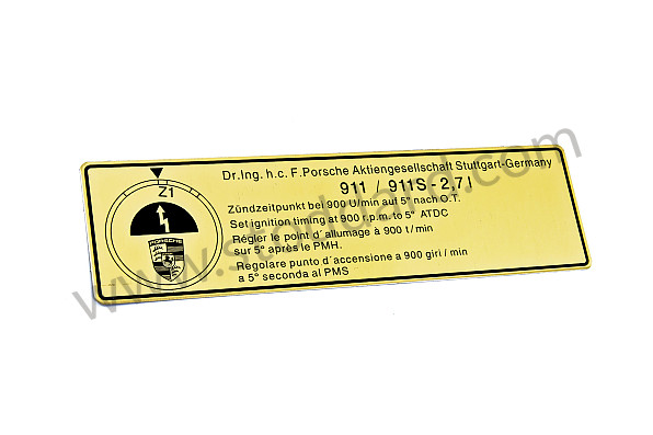 91100650100 - IGNITION POINT LABEL for Porsche 911 74-77 + 912E &bull; 1974 &bull; 2.7S &bull; Coupe &bull; Manual Gearbox, 4 Speed