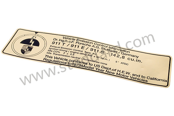 91100651401 - Timing Decal With Emissions Specs, USA-Spec 1972 911 for Porsche 911 70-73 &bull; 1972 &bull; 2.4E &bull; Coupe &bull; Manual Gearbox, 4 Speed