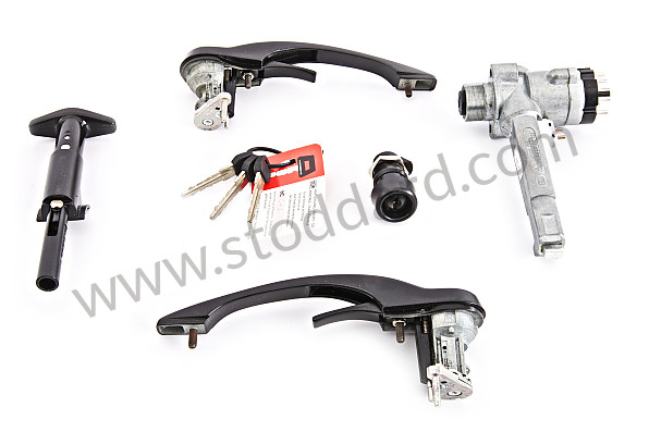 91153890113 - COMPLETE LOCK KIT CONTAINING (TWO BLACK HANDLES + IGNITION SWITCH + GLOVE BOX LOCK + FRONT HOOD LOCK) for Porsche 911 74-77 + 912E &bull; 1976 &bull; 2.7S &bull; Coupe &bull; Automatic Gearbox