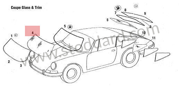 91154101126 - Tinted Windshield With Radio Antenna Built In. 911 1985-1991 (coupe, Targa, Cabriolet) for Porsche 