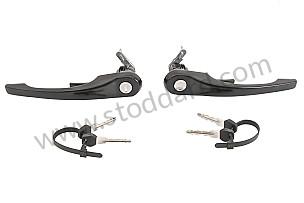 Door handle set, Black including lock cylinders 911 '70-89 PAIR / NON COMPATIBLE AVEC VERROUILLAGE CENTRALISE / BLACK / BLACK (91159894200)
