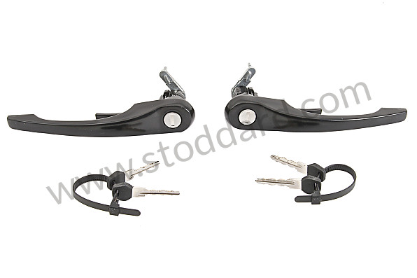 91159894200 - Door handle set, Black including lock cylinders for Porsche 