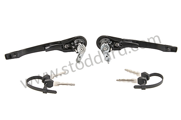 91159894200 - Door handle set, Black including lock cylinders for Porsche 