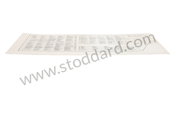 91161224300 - Fuse Box Label Card 911 1984-86 for Porsche 