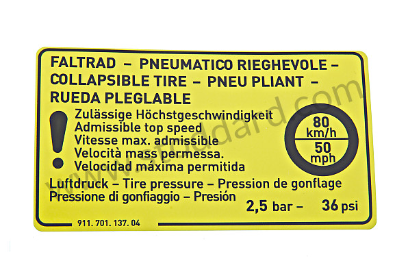 91170113704 - Emergency Spare Decal For 911 1980-1986 for Porsche 