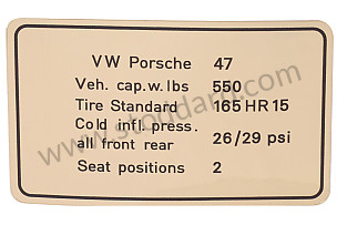 Vehicle Capacity And Tire Pressure Decal For 914  (91400650610)