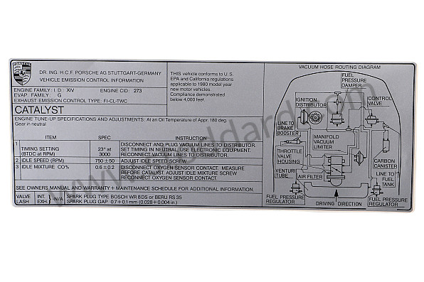 92800610119 - INDICATION STICKER for Porsche 