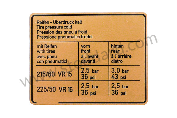 92800651900 - ADHESIVE LABEL for Porsche 928 78-82 &bull; 1978 &bull; 928 4.5 &bull; Coupe &bull; Manual Gearbox, 5 Speed