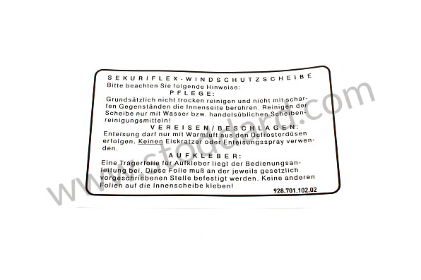 92870110202 - INDICATION STICKER for Porsche 