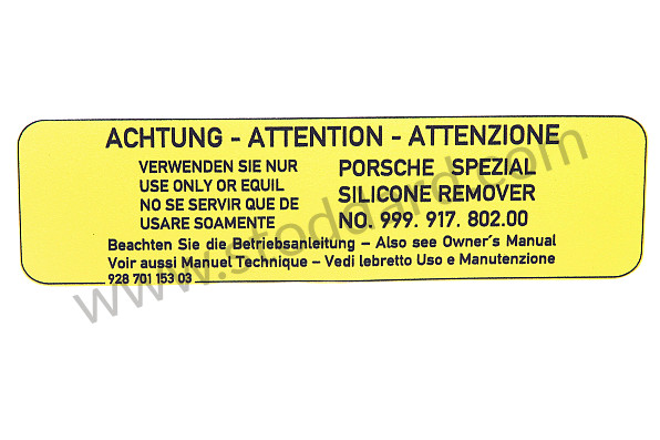 92870115303 - STICKER WINDSCREEN WASHER SYSTEM for Porsche 