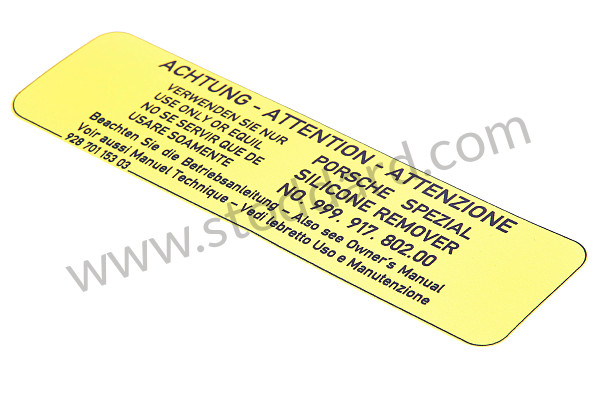 92870115303 - STICKER WINDSCREEN WASHER SYSTEM for Porsche 