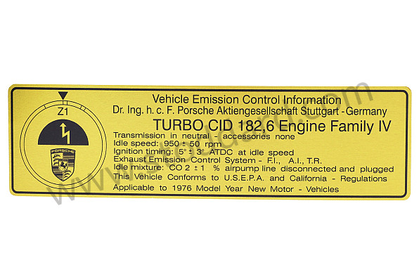 93000650300 - Ignition Timing And Emissions Decal Sticker 930 1975-77 for Porsche 
